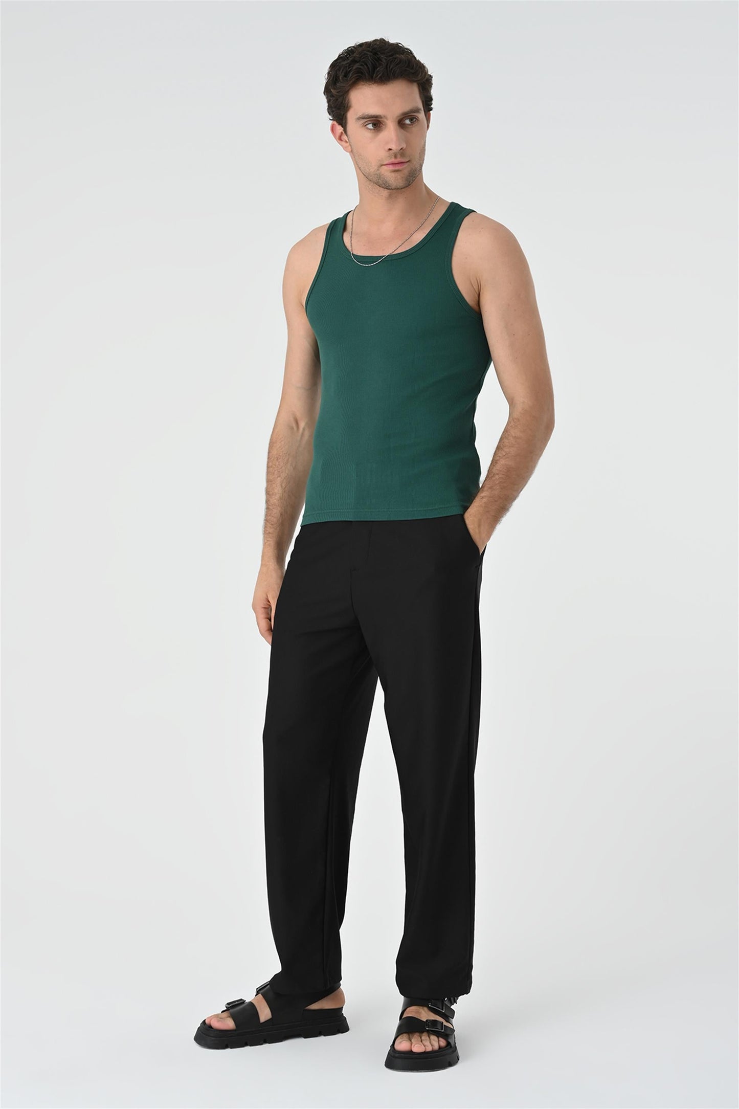 Men's Green Slim Fit Male Athlete