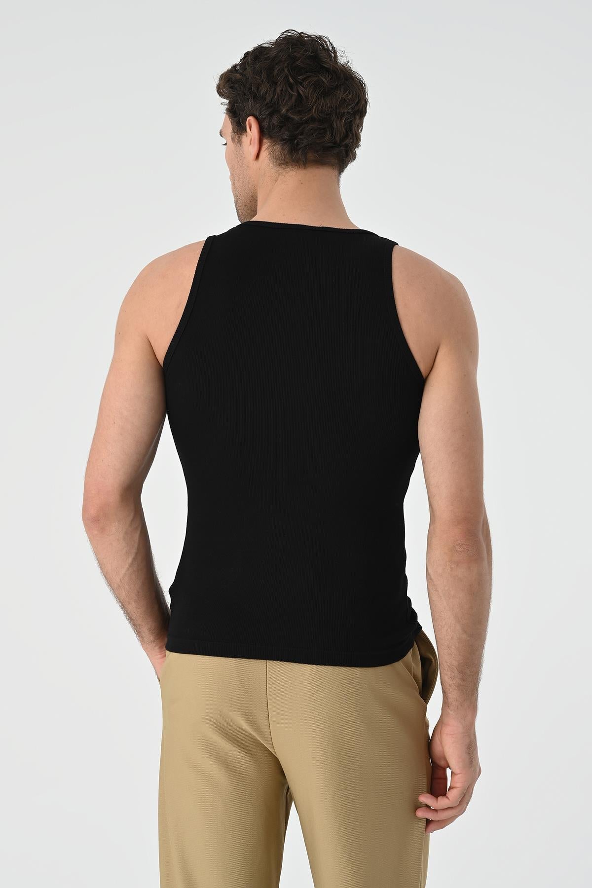 Men's Black Slim Fit Male Athlete