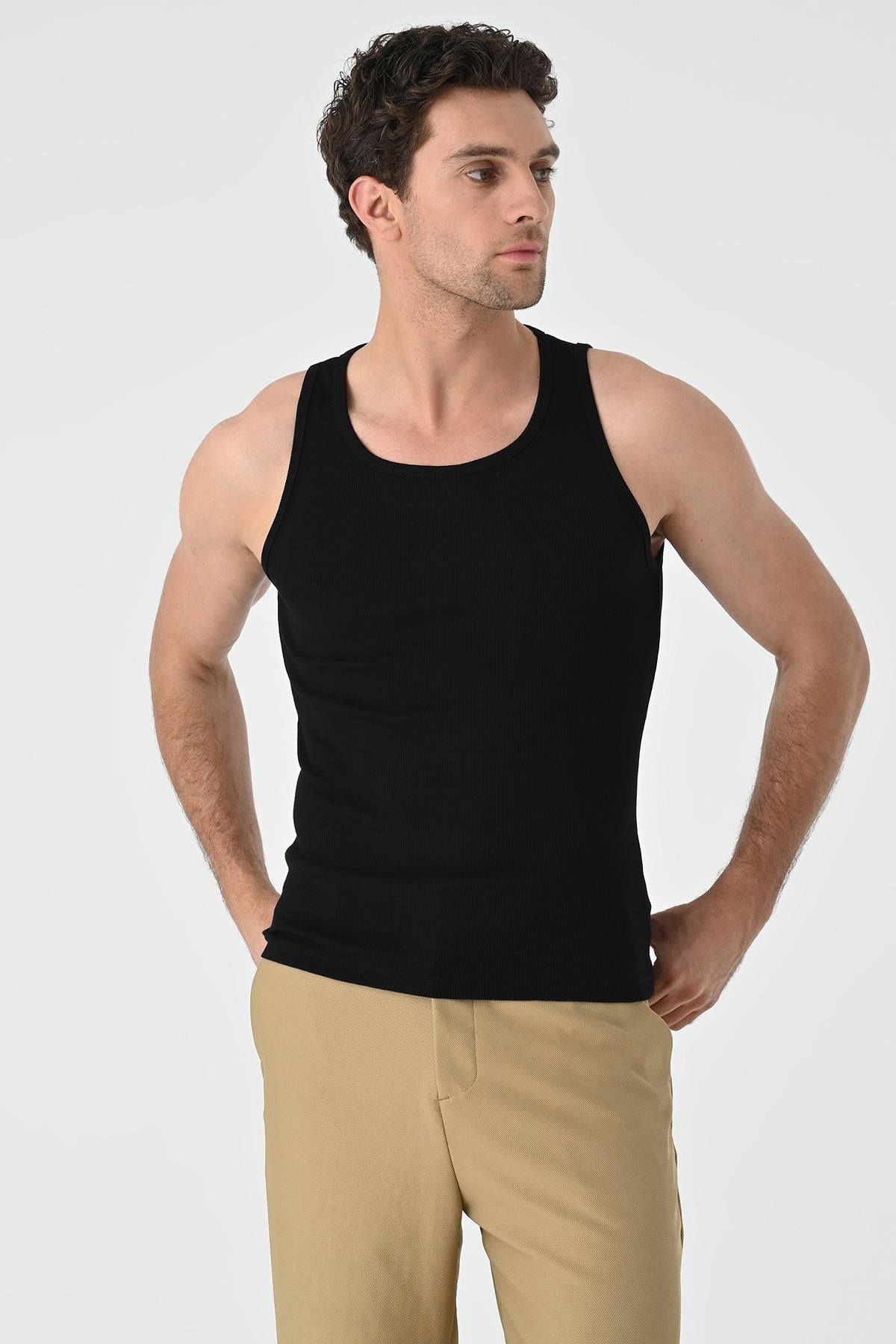 Men's Black Slim Fit Male Athlete