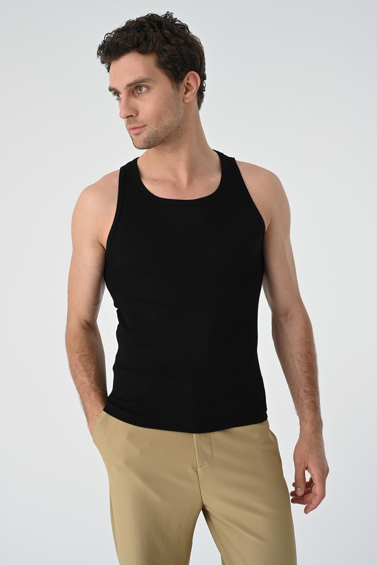 Men's Black Slim Fit Male Athlete