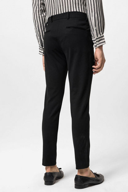 Men's Black High-Waisted Buckle Detail Relaxed Fit Pants