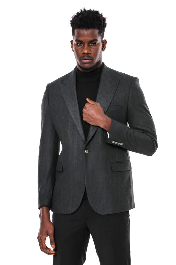 KOALA SYDNEY  Slim Fit Patterned Dark Green Men Blazer -