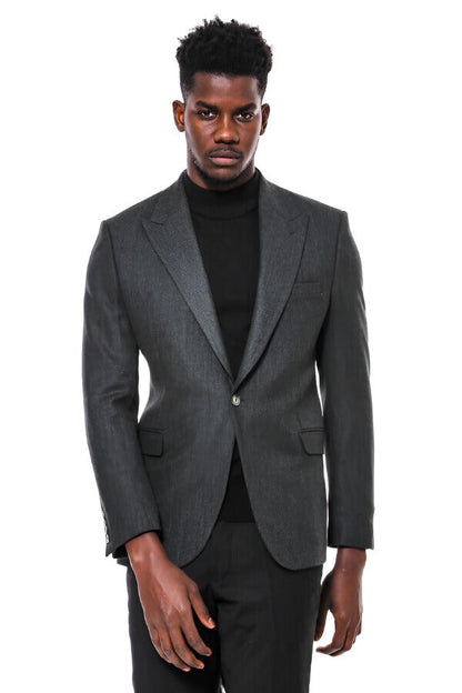 KOALA SYDNEY  Slim Fit Patterned Dark Green Men Blazer -