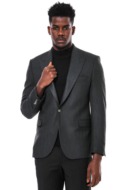 KOALA SYDNEY  Slim Fit Patterned Dark Green Men Blazer -