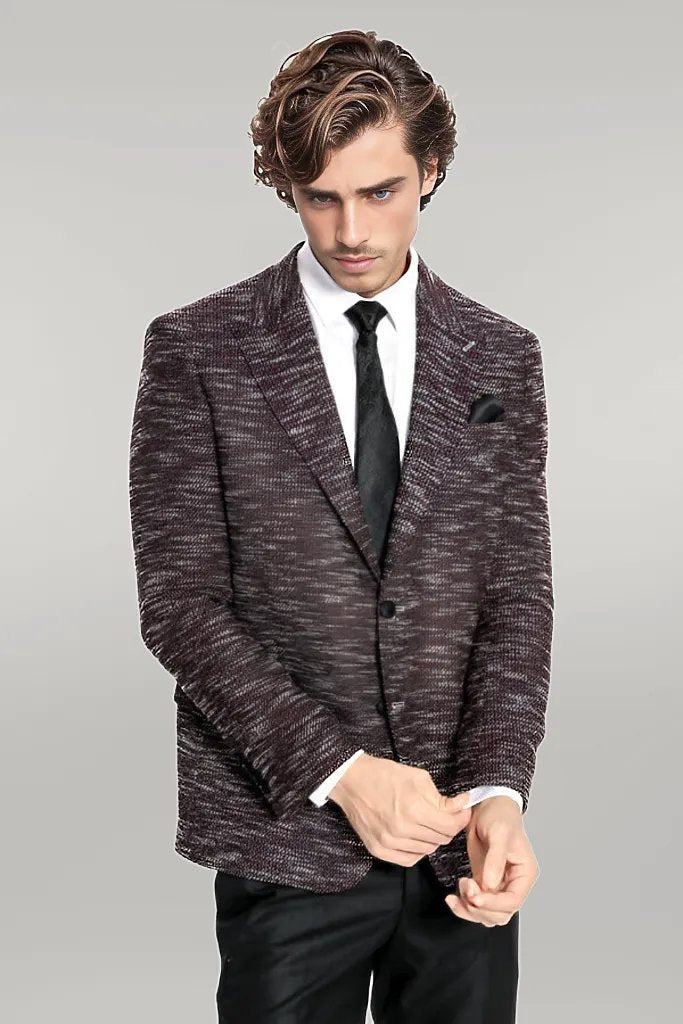 KOALA SYDNEY Slim Fit Patterned Sport Burgundy Men Blazer