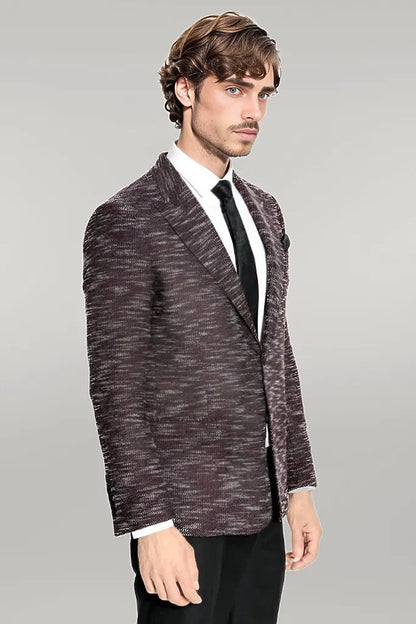 KOALA SYDNEY Slim Fit Patterned Sport Burgundy Men Blazer