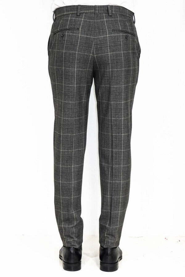KOALA SYDNEY Slim Fit Plaid Anthracite Men Pants