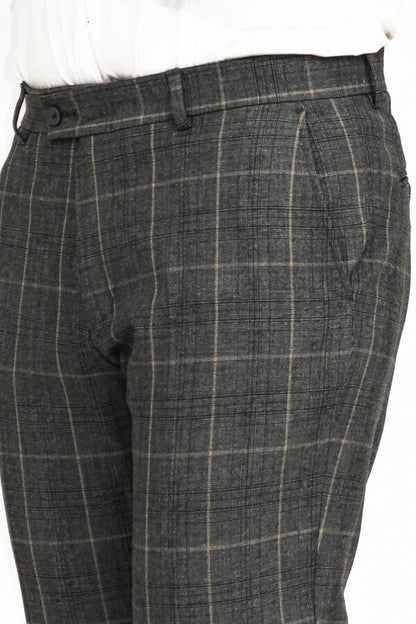 KOALA SYDNEY Slim Fit Plaid Anthracite Men Pants