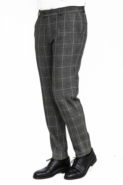 KOALA SYDNEY Slim Fit Plaid Anthracite Men Pants