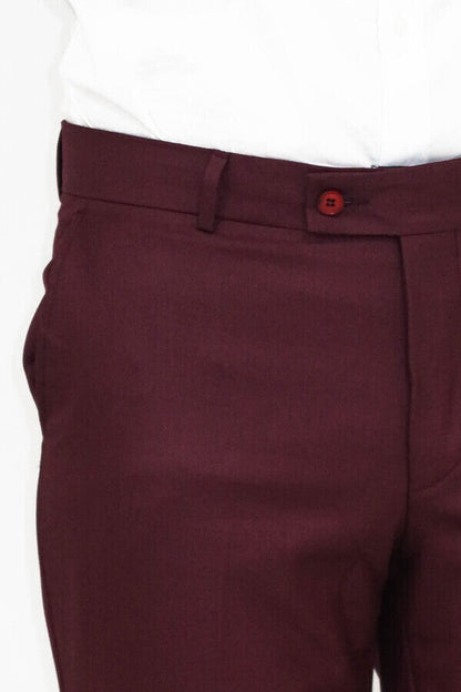 KOALA SYDNEY Slim Fit Plain Burgundy Men Pants