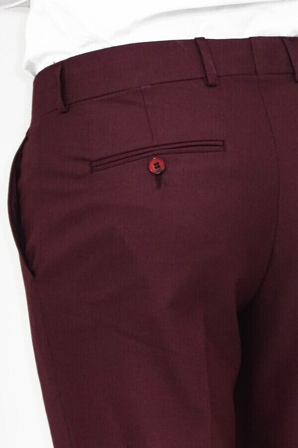 KOALA SYDNEY Slim Fit Plain Burgundy Men Pants