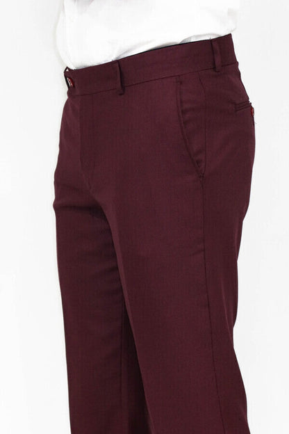 KOALA SYDNEY Slim Fit Plain Burgundy Men Pants