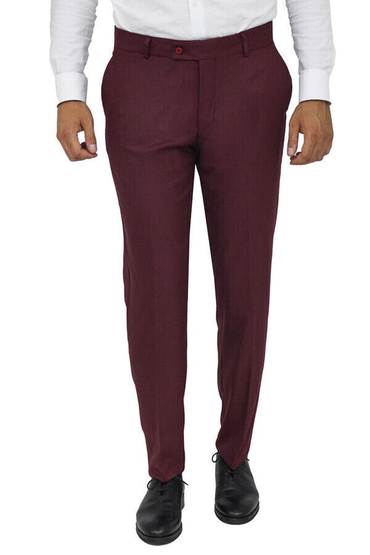 KOALA SYDNEY Slim Fit Plain Burgundy Men Pants