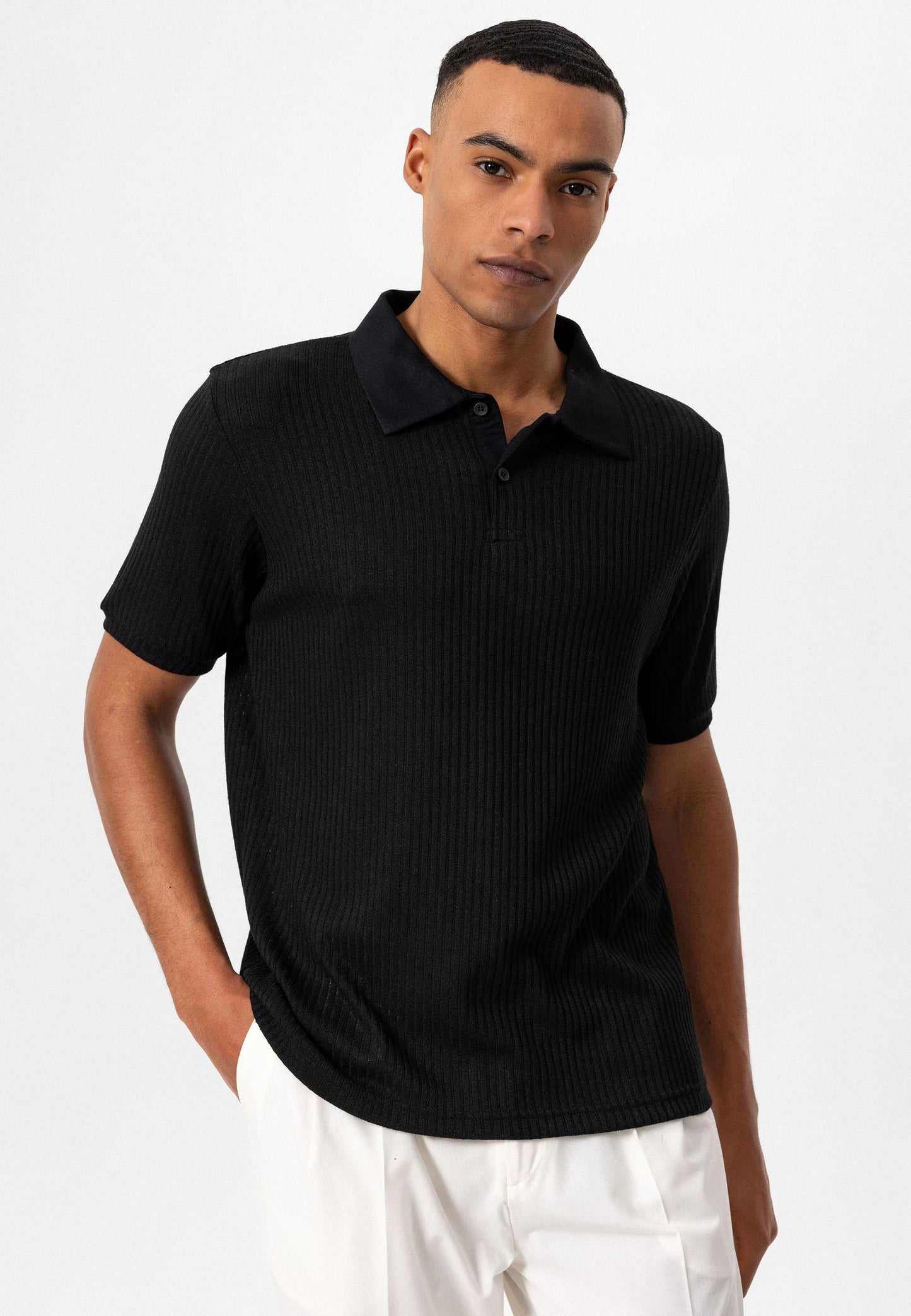 KOALA SYDNEY Men's Black Slim Fit Polo Collar T-Shirt
