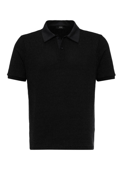 KOALA SYDNEY Men's Black Slim Fit Polo Collar T-Shirt