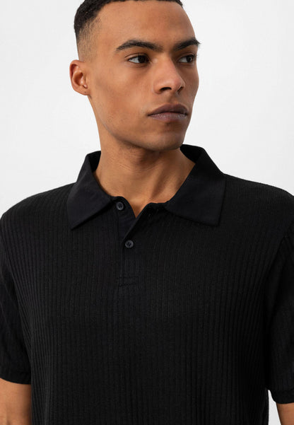KOALA SYDNEY Men's Black Slim Fit Polo Collar T-Shirt
