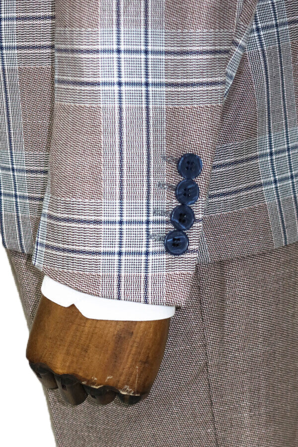 KOALA SYDNEY  Slim Fit Vested Light Brown Men Suit -