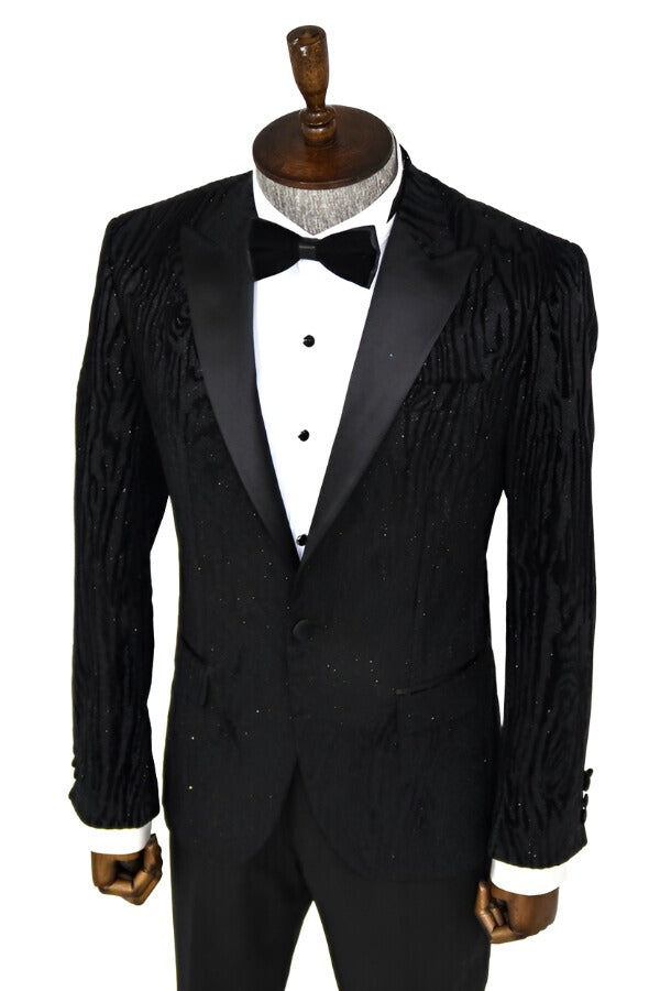 KOALA SYDNEY Slim Fit Zebra Patterned Black Prom Blazer