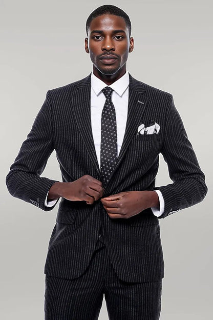 KOALA SYDNEY  Striped Black Double Breasted Suit -