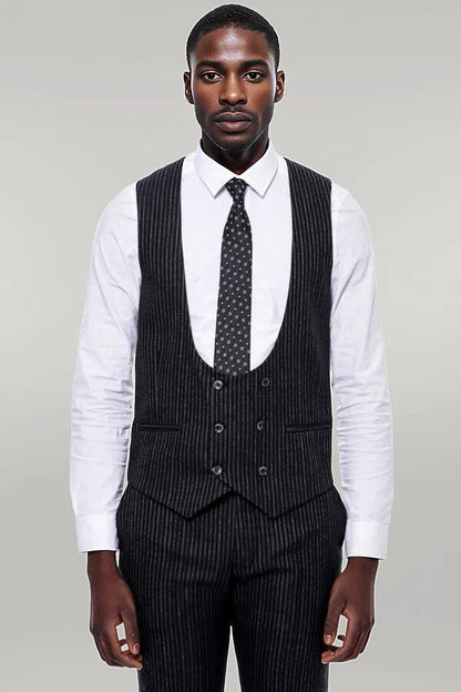 Striped Black Double Breasted Suit