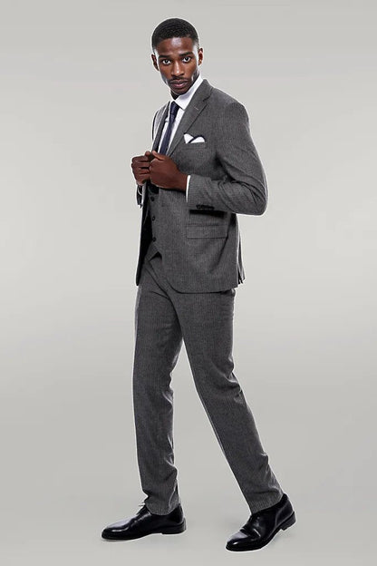 KOALA SYDNEY  Striped Dark Beige Double Breasted Suit -
