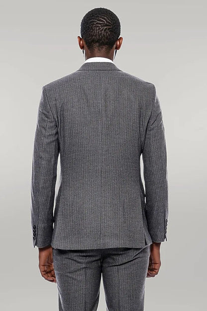 Striped Dark Beige Double Breasted Suit