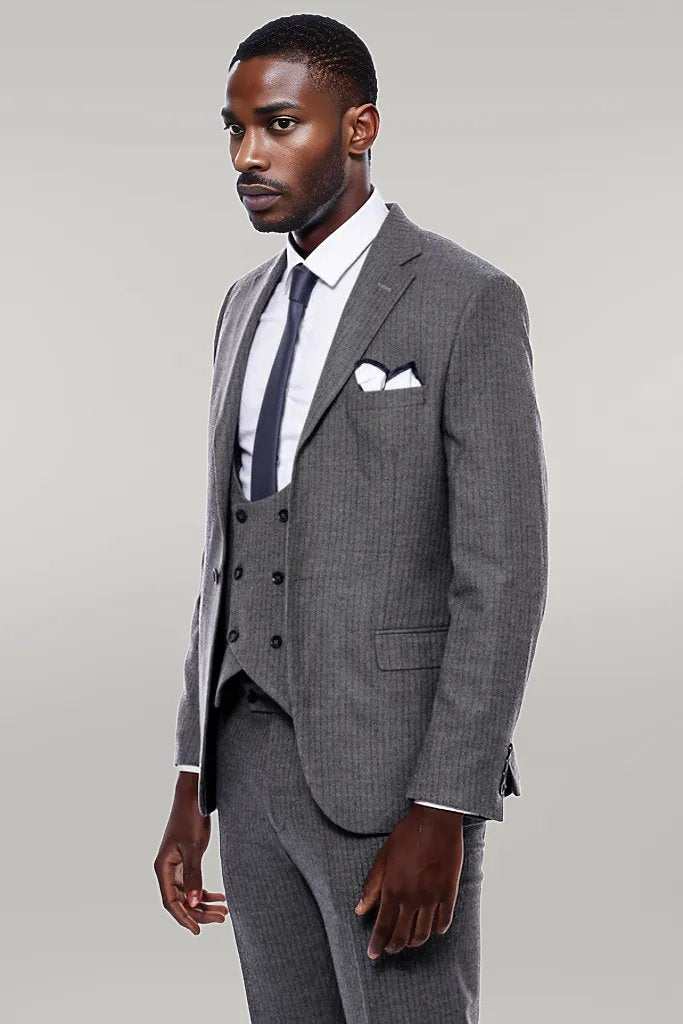 KOALA SYDNEY  Striped Dark Beige Double Breasted Suit -