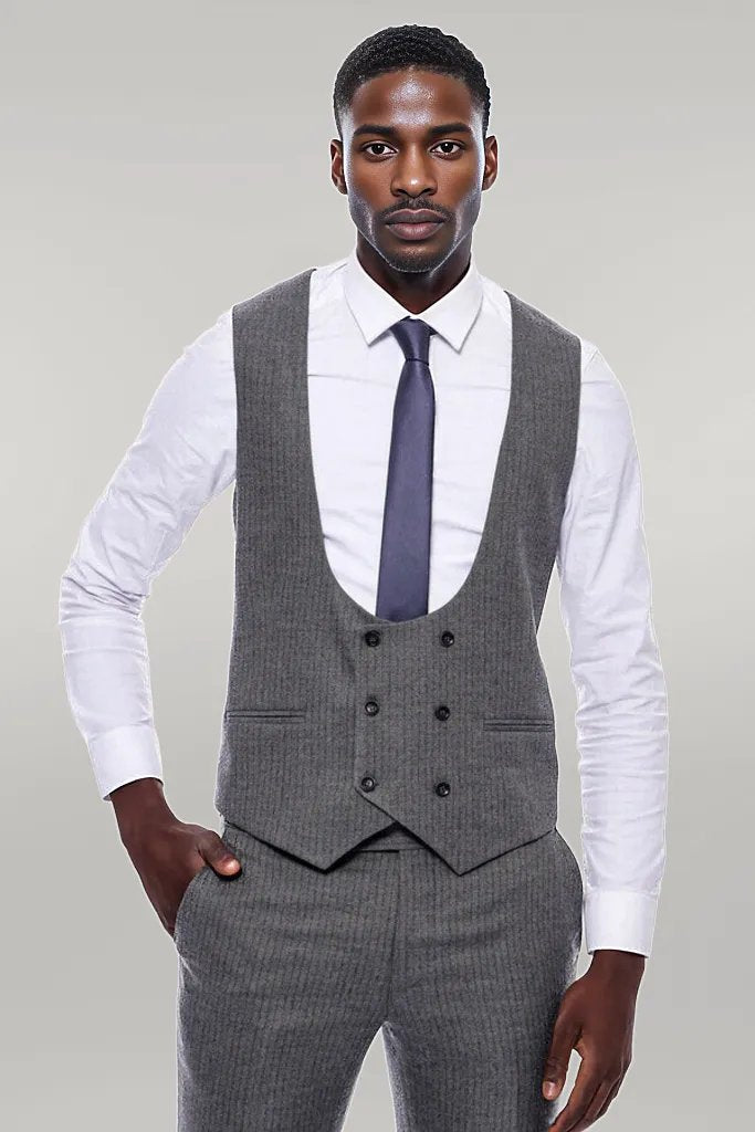 KOALA SYDNEY  Striped Dark Beige Double Breasted Suit -