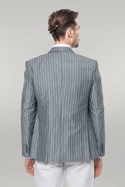 Striped Green Men Suit - Wessi