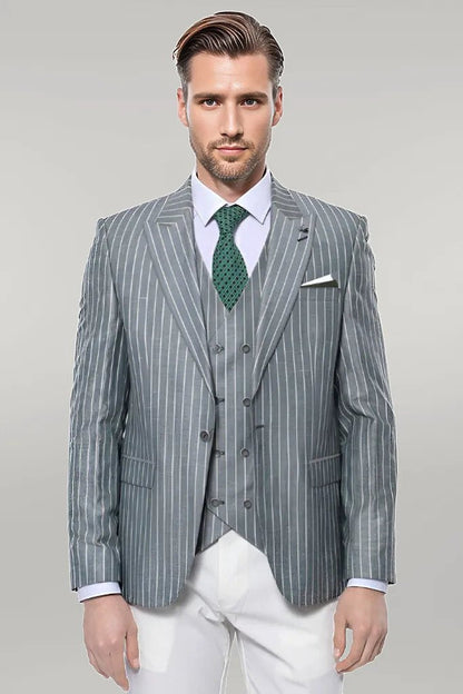 Striped Green Men Suit - Wessi