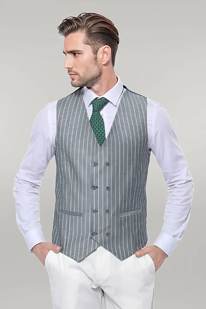 Striped Green Men Suit - Wessi