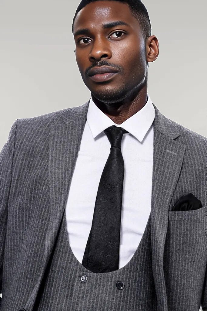 KOALA SYDNEY  Striped Grey Double Breasted Suit -