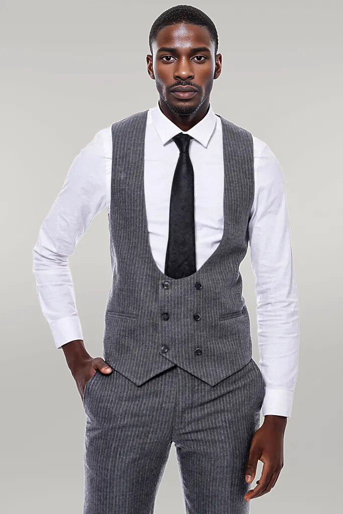 KOALA SYDNEY  Striped Grey Double Breasted Suit -