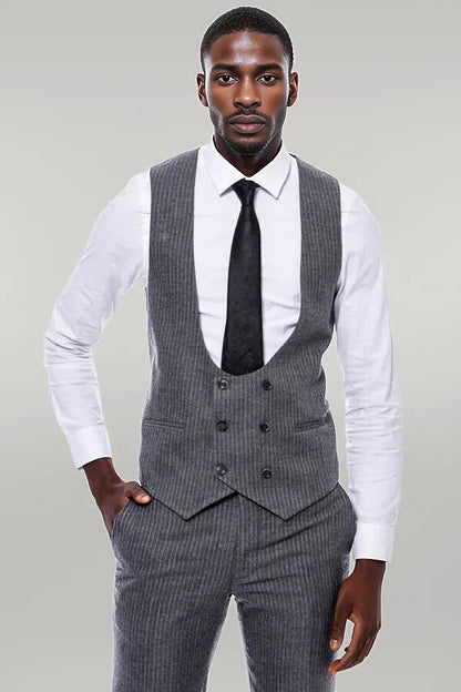 KOALA SYDNEY  Striped Grey Double Breasted Suit -