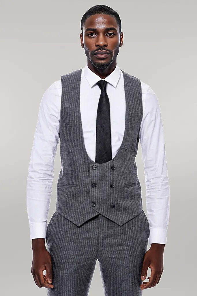 KOALA SYDNEY  Striped Grey Double Breasted Suit -