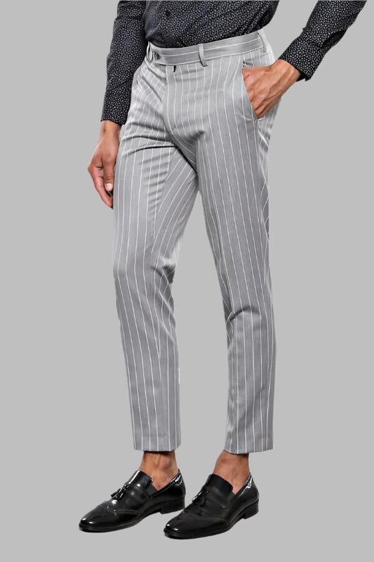 KOALA SYDNEY  Striped Grey Men Trousers -
