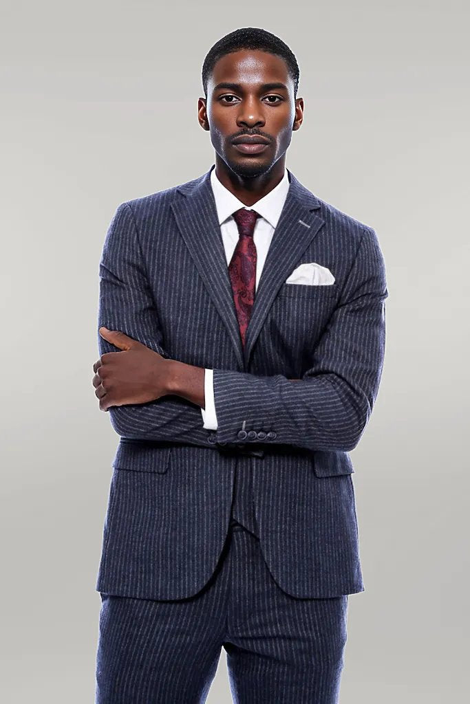 KOALA SYDNEY  Striped Navy Double Breasted Suit -