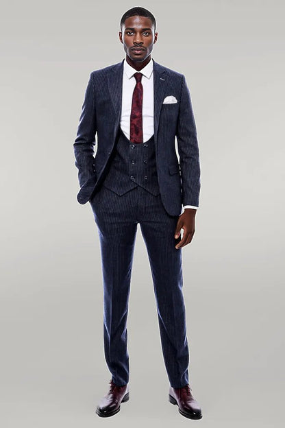 KOALA SYDNEY  Striped Navy Double Breasted Suit -