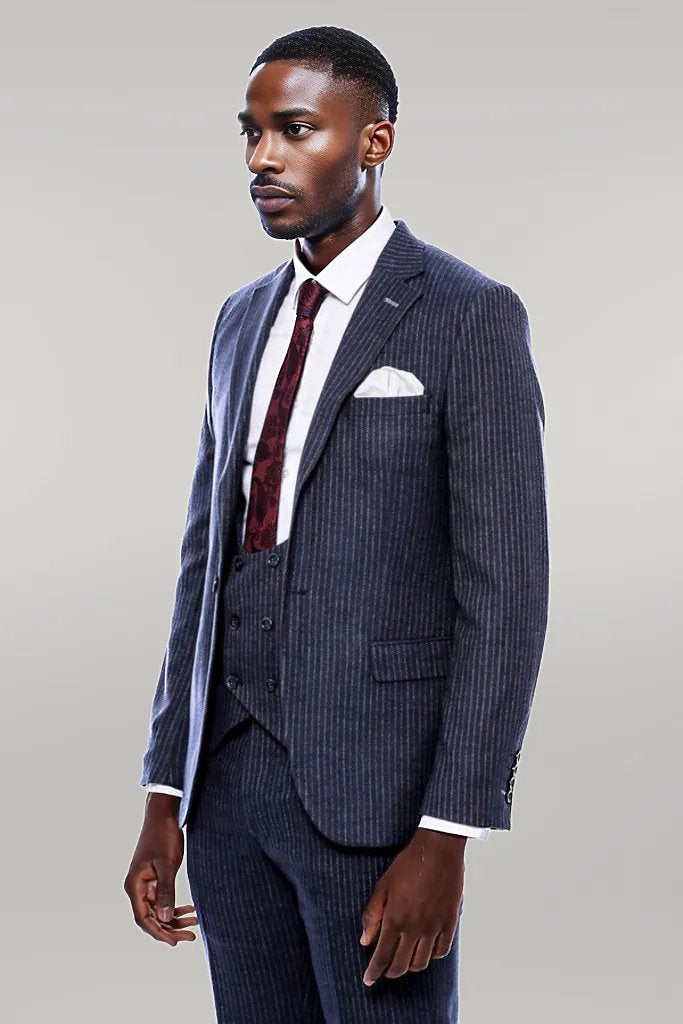 KOALA SYDNEY  Striped Navy Double Breasted Suit -