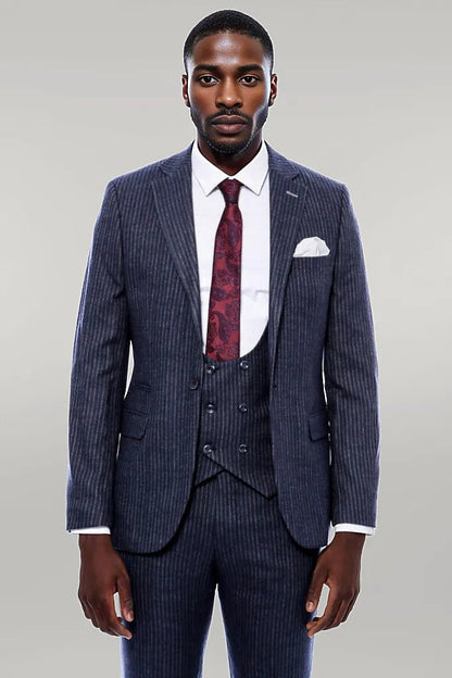 KOALA SYDNEY  Striped Navy Double Breasted Suit -