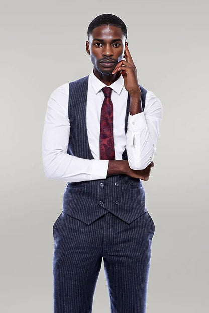 KOALA SYDNEY  Striped Navy Double Breasted Suit -