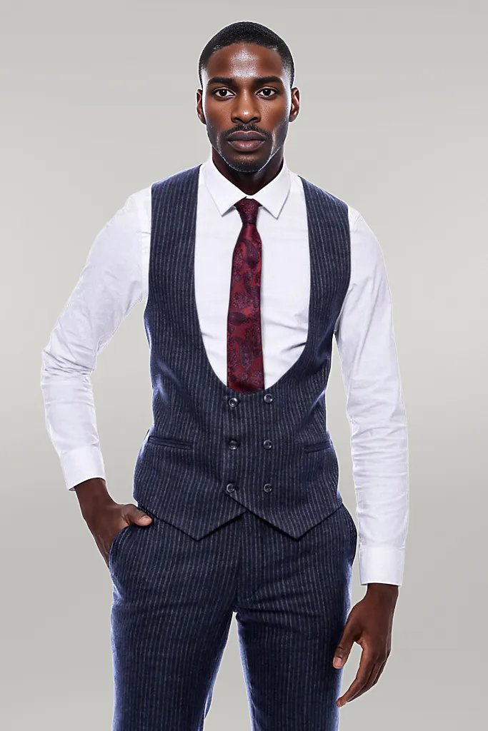 KOALA SYDNEY  Striped Navy Double Breasted Suit -