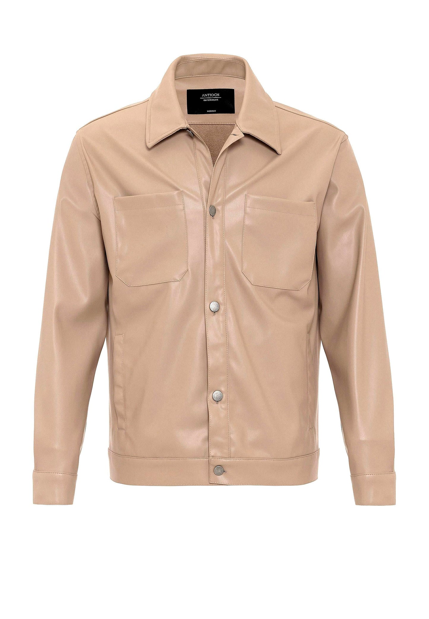 Men's Camel Faux Leather Thin Coat