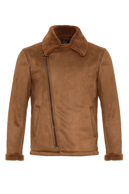 KOALA SYDNEY Men's Tan Faux Shearling Lined Suede Jacket