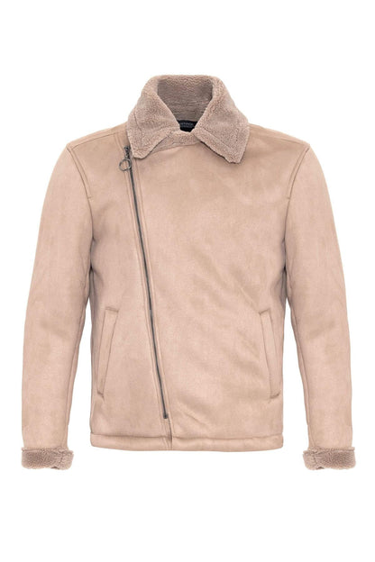 KOALA SYDNEY  Men's Stone Faux Shearling Lined Suede Jacket -
