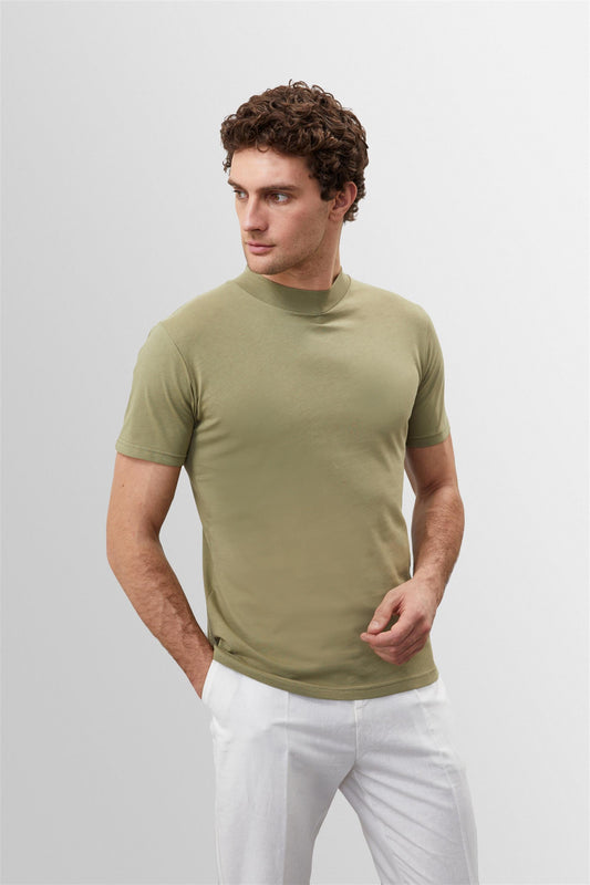 KOALA SYDNEY Men's Light Khaki Slim Fit Basic T-Shirt