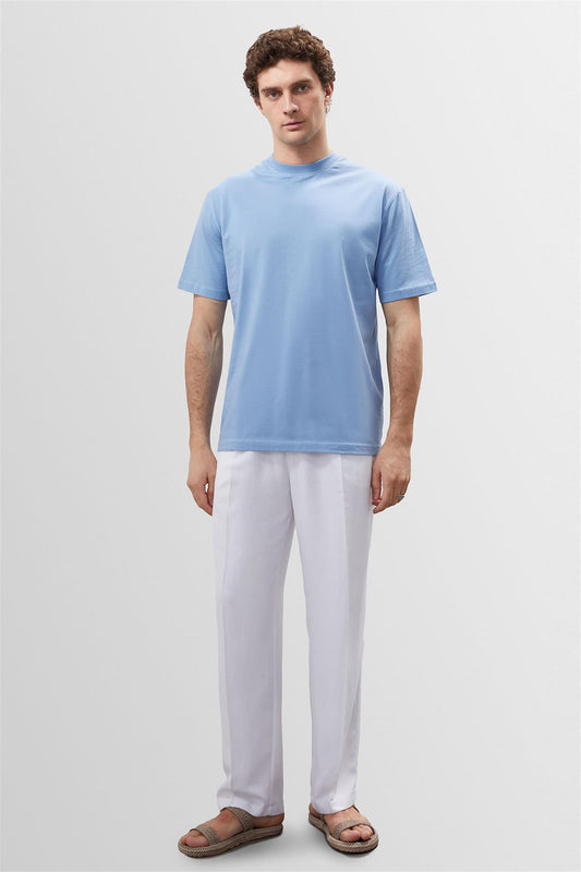 KOALA SYDNEY Men's Light Blue Crew Neck Basic T-Shirt