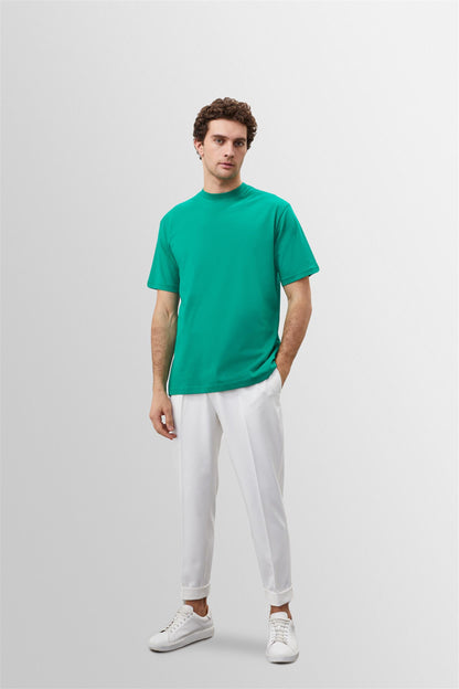 KOALA SYDNEY Men's Grass Green Crew Neck Basic T-Shirt