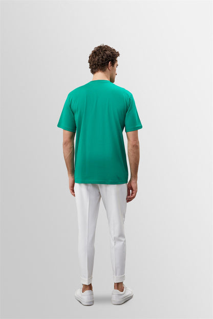 KOALA SYDNEY Men's Grass Green Crew Neck Basic T-Shirt