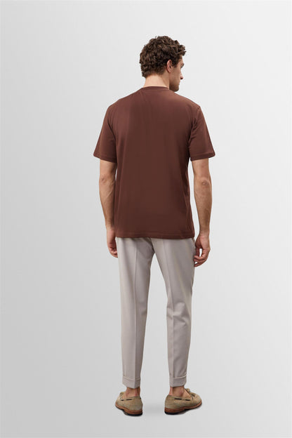 KOALA SYDNEY Men's Brown Crew Neck Basic T-Shirt